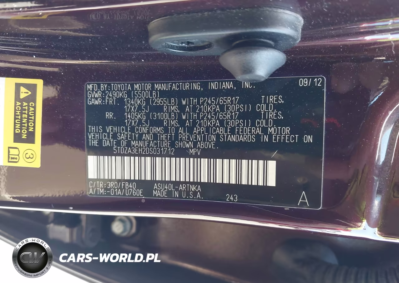 2013 Toyota Highlander VIN:5TDZA3EH2DS031712 - 9