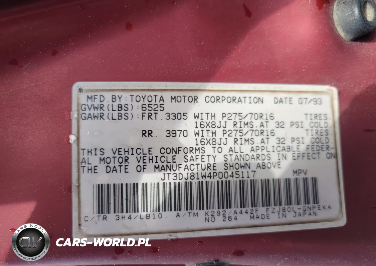 1993 Toyota Land Cruiser Dj81 VIN:JT3DJ81W4P0045117 - 9