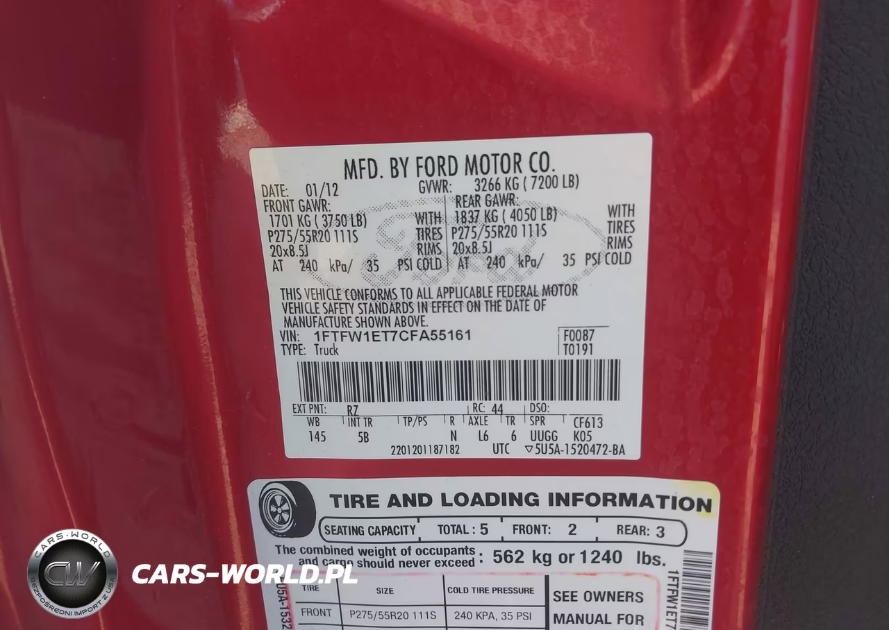 2012 Ford F-150 Fx4 VIN:1FTFW1ET7CFA55161 - 9