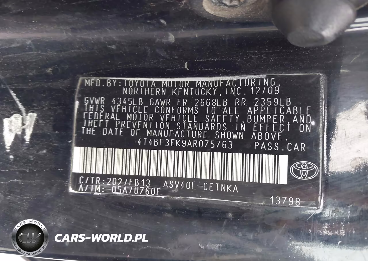 2010 Toyota Camry Le VIN:4T4BF3EK9AR075763 - 9