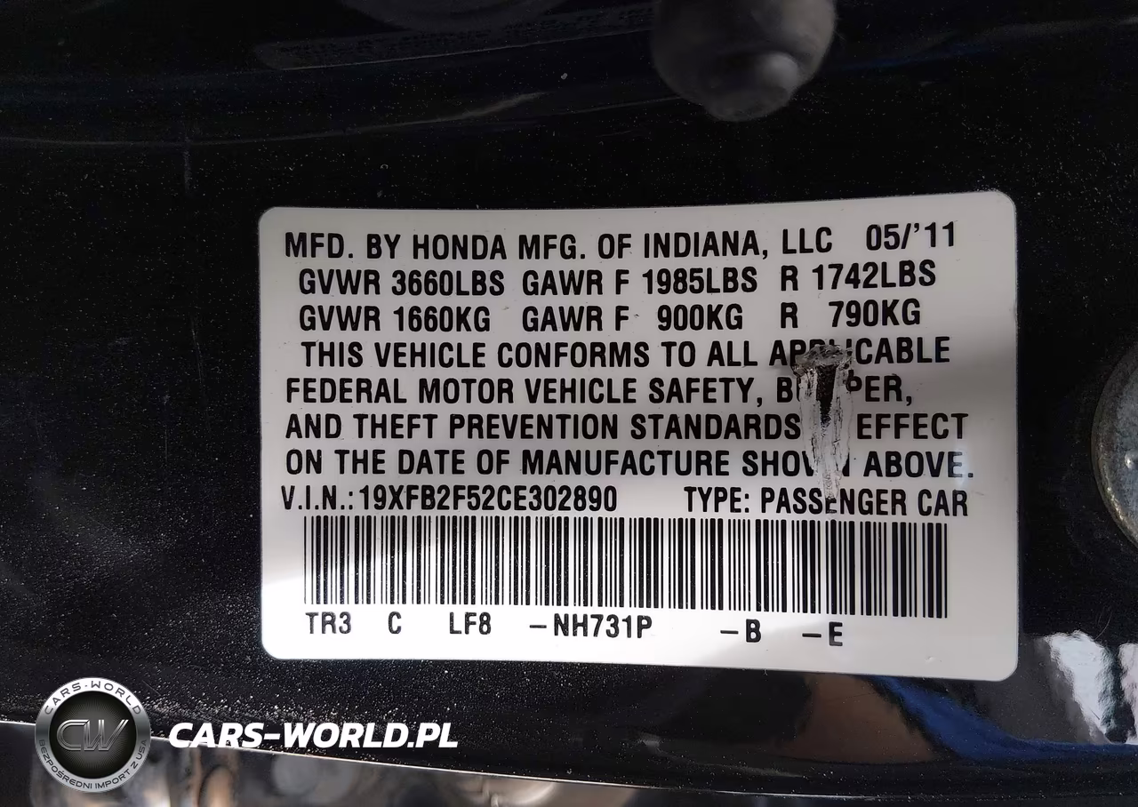 2012 Honda Civic Lx VIN:19XFB2F52CE302890 - 9