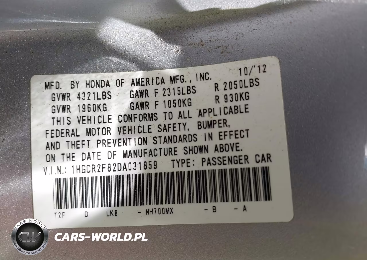 2013 Honda Accord Ex-L VIN:1HGCR2F82DA031859 - 9
