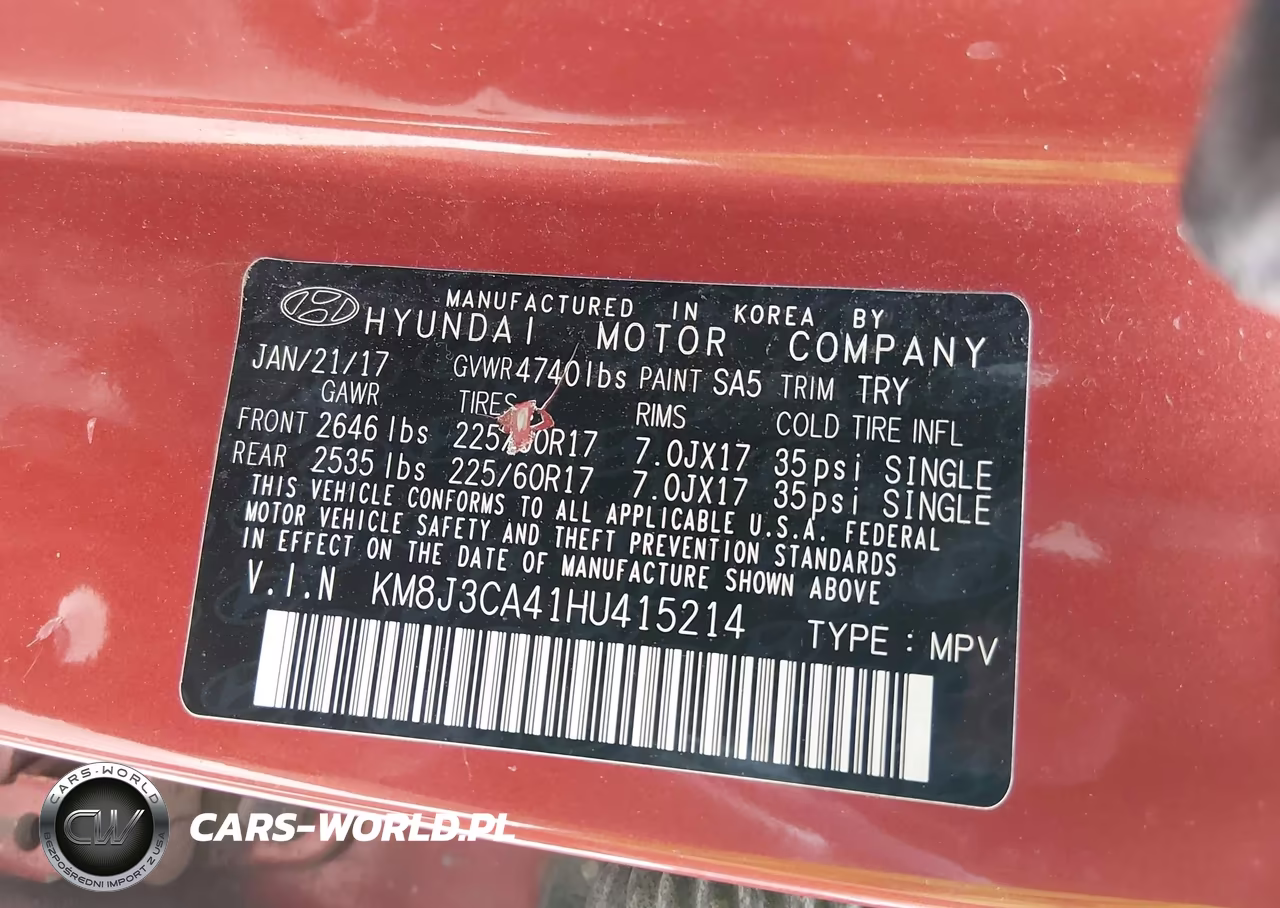 2017 Hyundai Tucson Se Plus VIN:KM8J3CA41HU415214 - 9