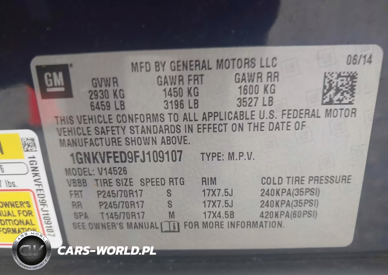 2015 Chevrolet Traverse Ls VIN:1GNKVFED9FJ109107 - 9