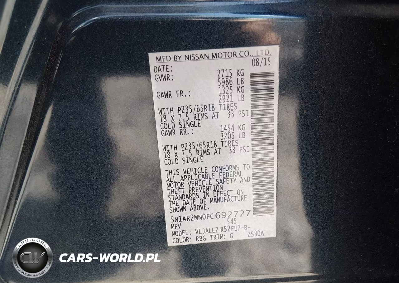 2015 Nissan Pathfinder Sv VIN:5N1AR2MN0FC692727 - 9