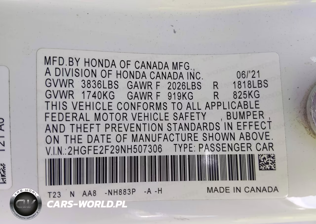 2022 Honda Civic Lx VIN:2HGFE2F29NH507306 - 9