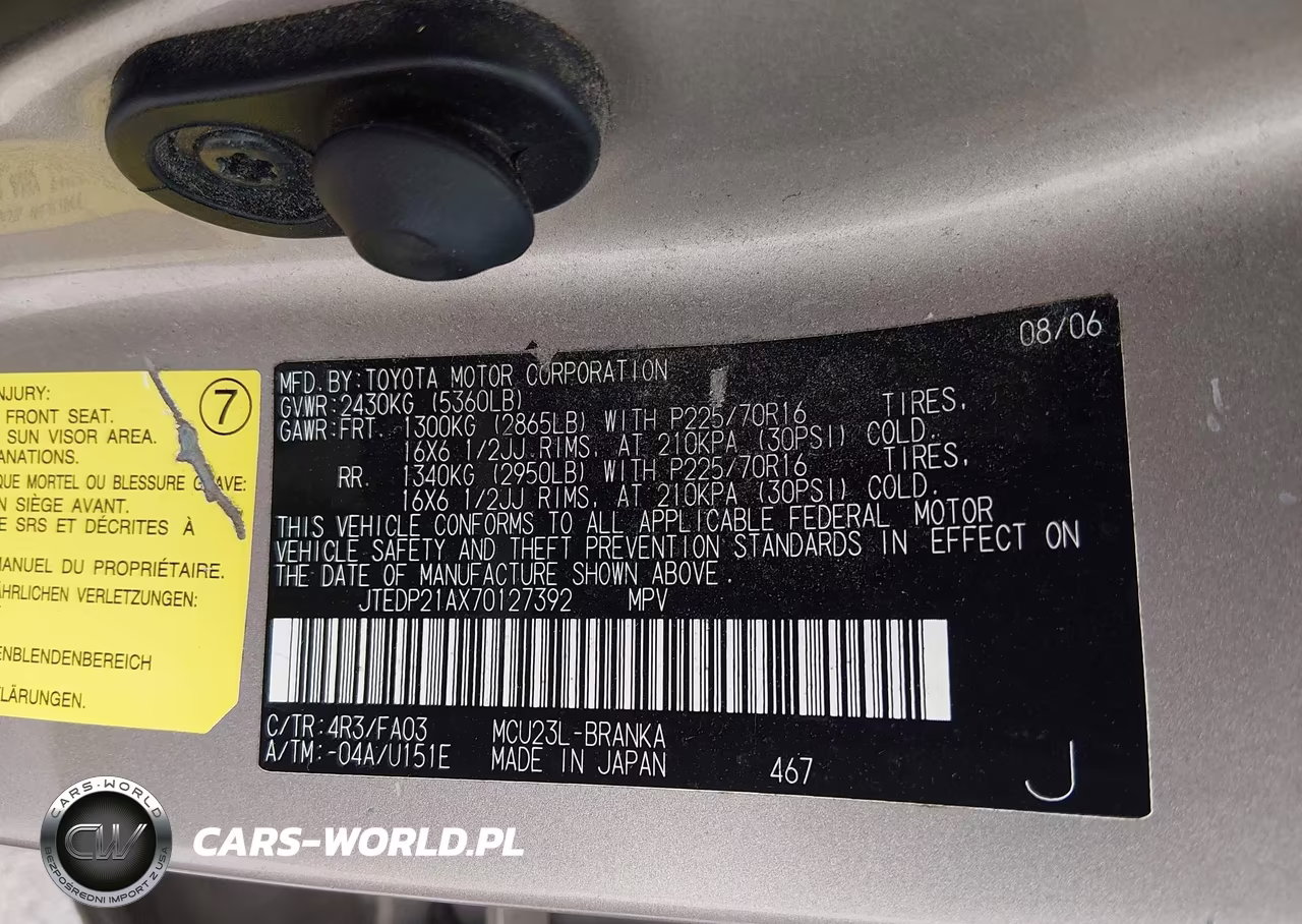 2007 Toyota Highlander V6 VIN:JTEDP21AX70127392 - 9