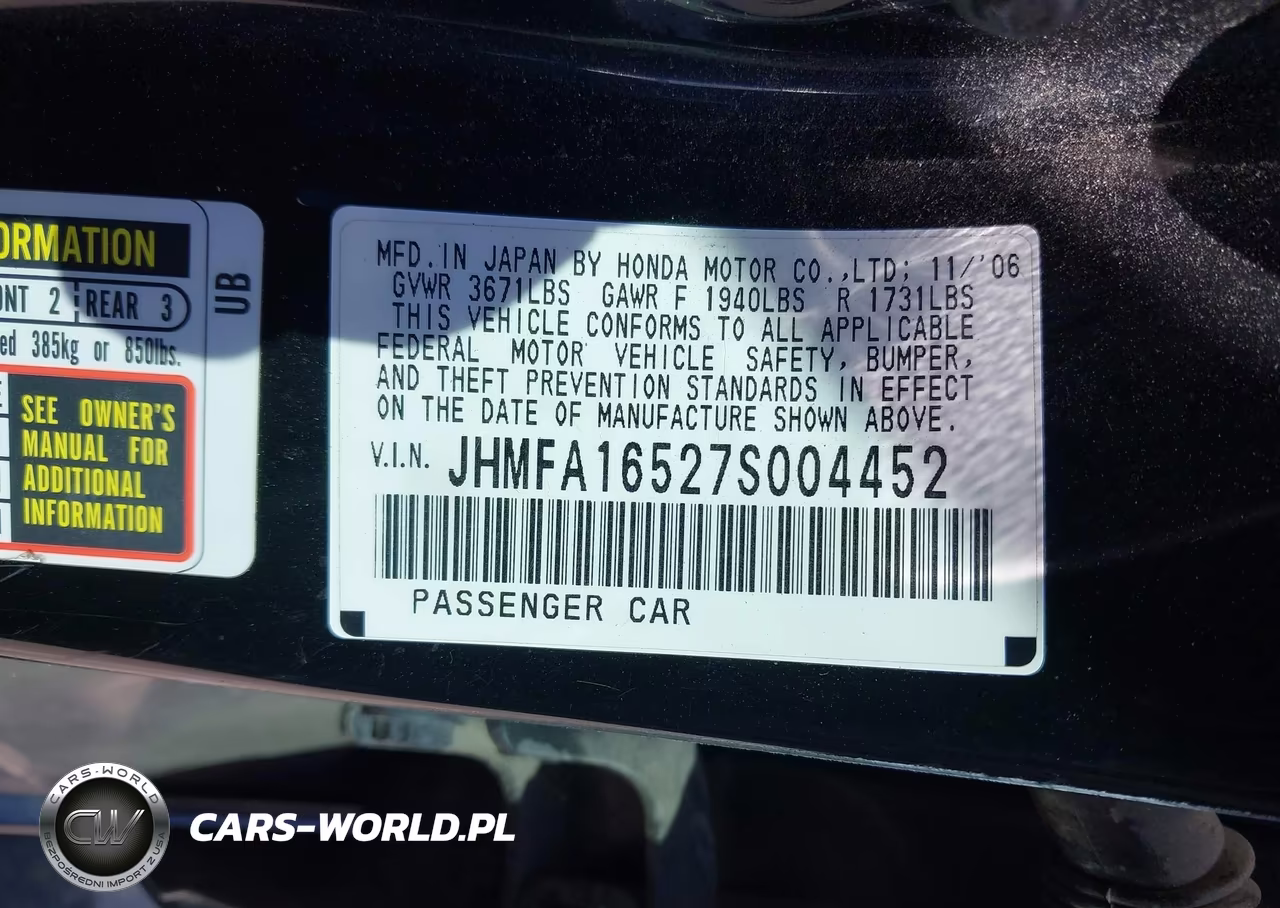 2007 Honda Civic Lx VIN:JHMFA16527S004452 - 9