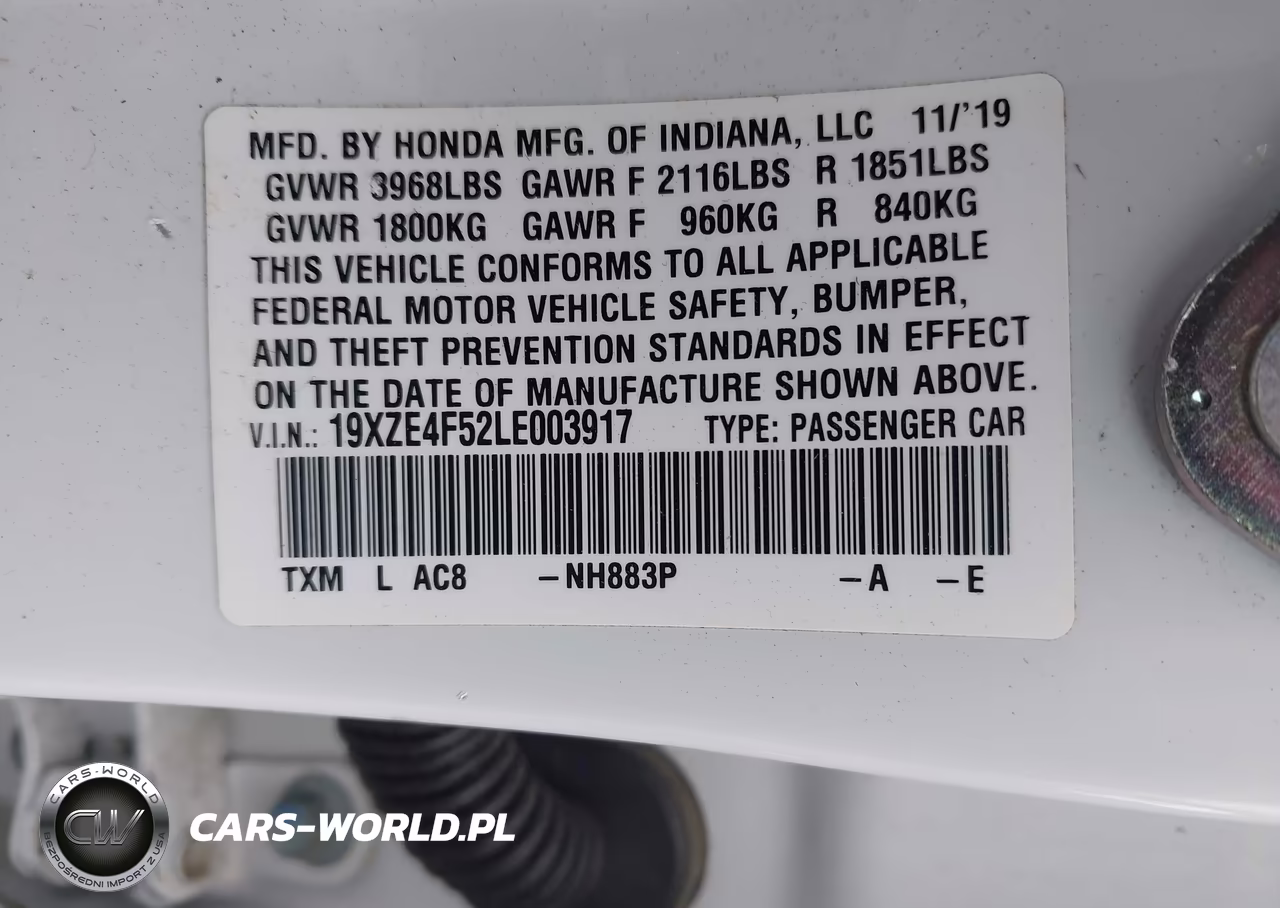 2020 Honda Insight Ex VIN:19XZE4F52LE003917 - 9