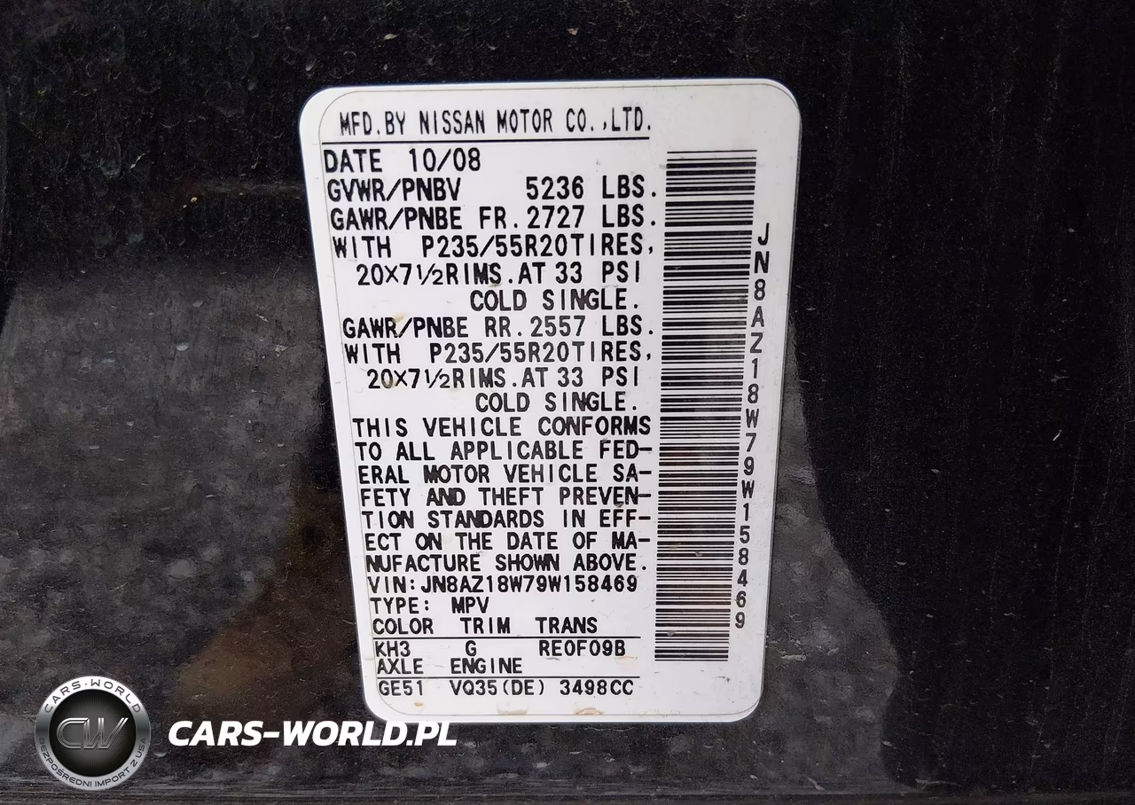 2009 Nissan Murano Le VIN:JN8AZ18W79W158469 - 9
