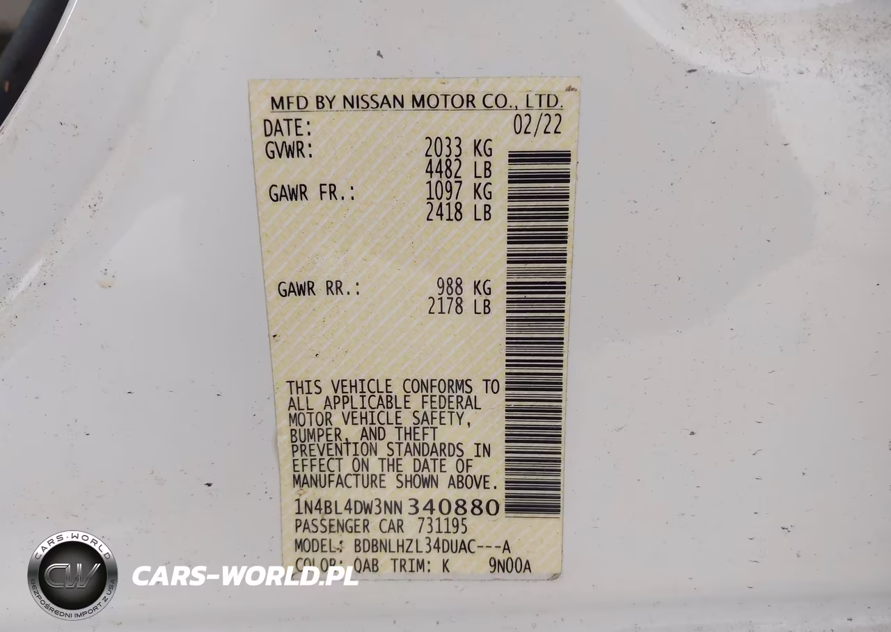 2022 Nissan Altima Sv Intelligent Awd VIN:1N4BL4DW3NN340880 - 9