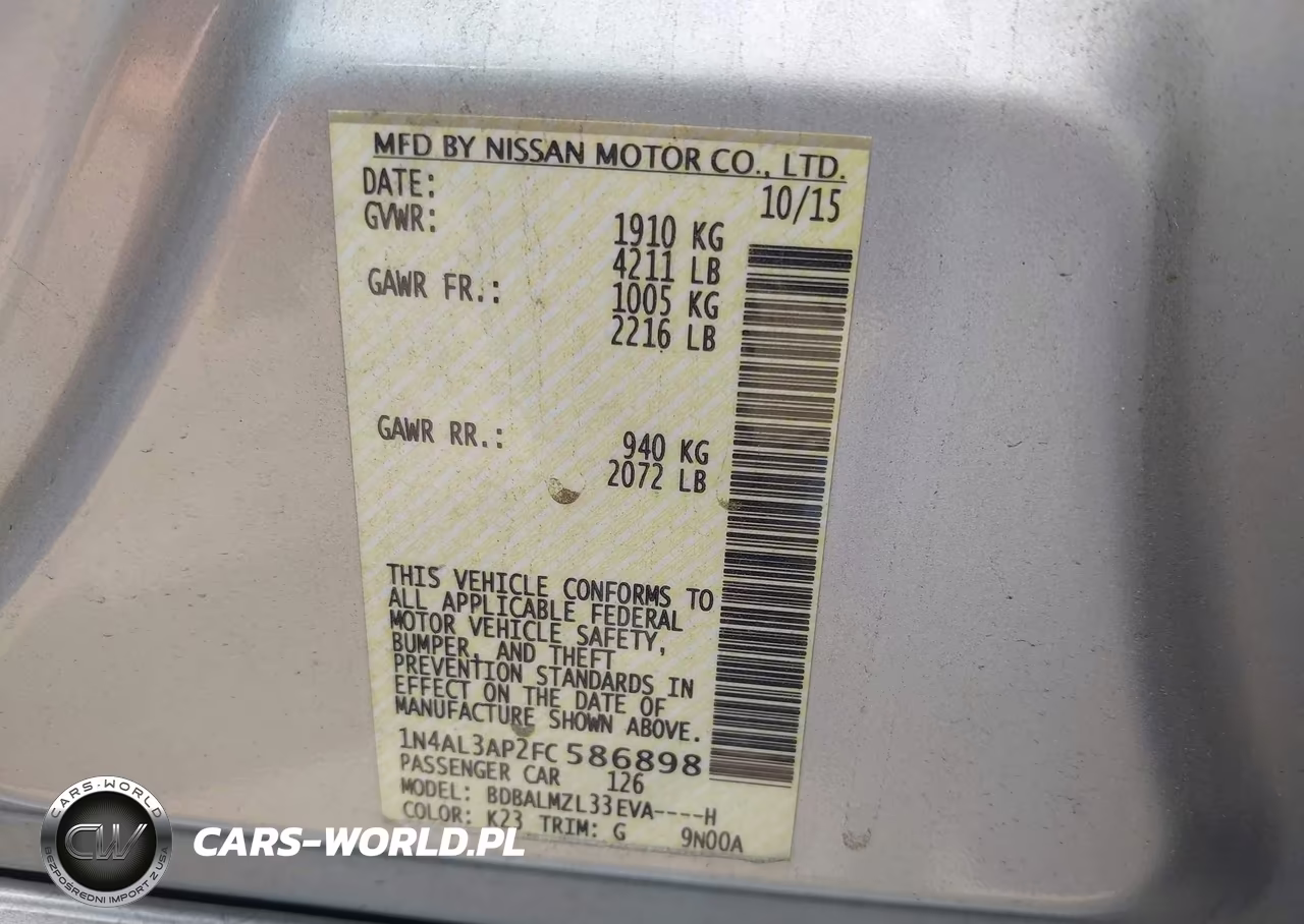 2015 Nissan Altima 2.5 Sv VIN:1N4AL3AP2FC586898 - 9