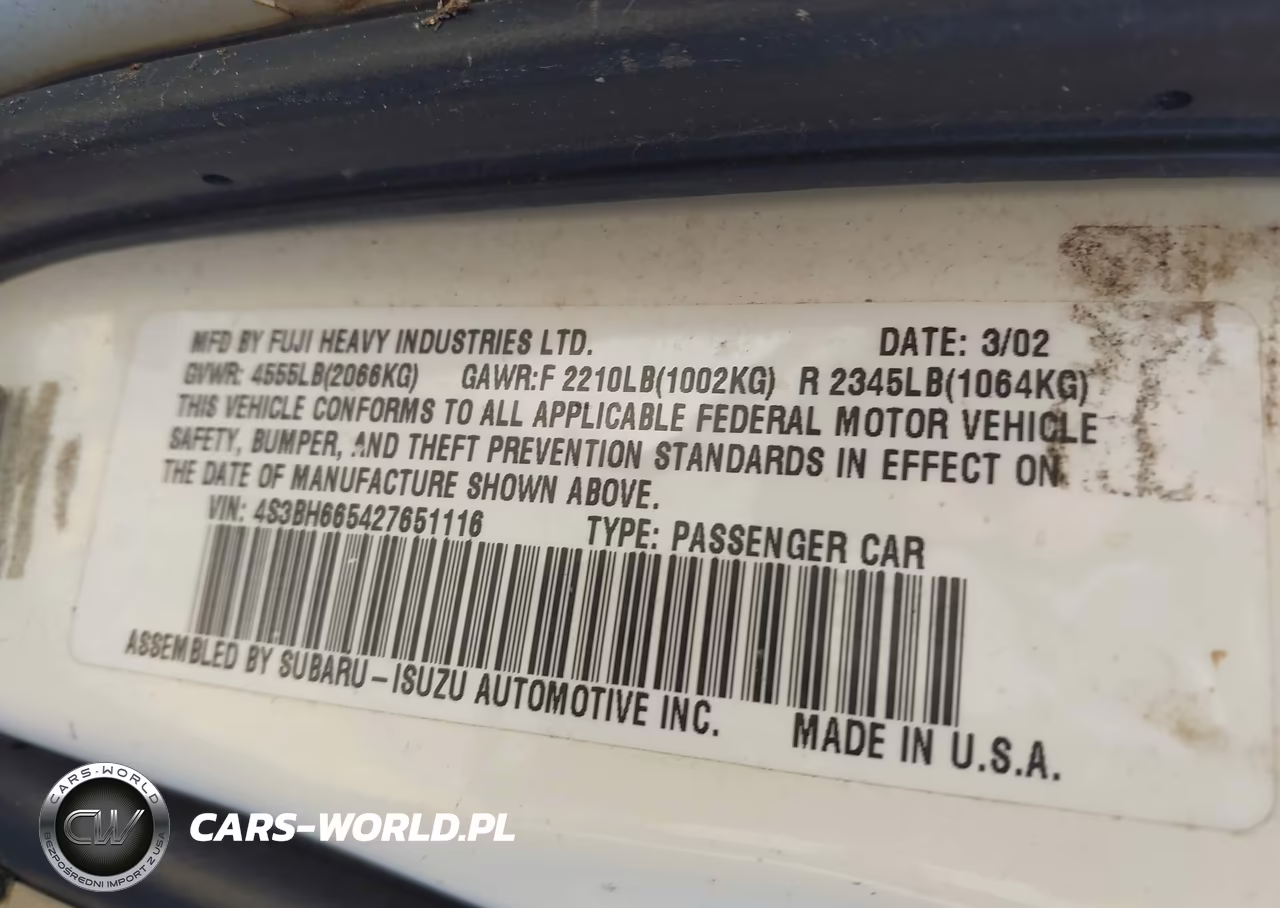 2002 Subaru Outback VIN:4S3BH665427651116 - 9