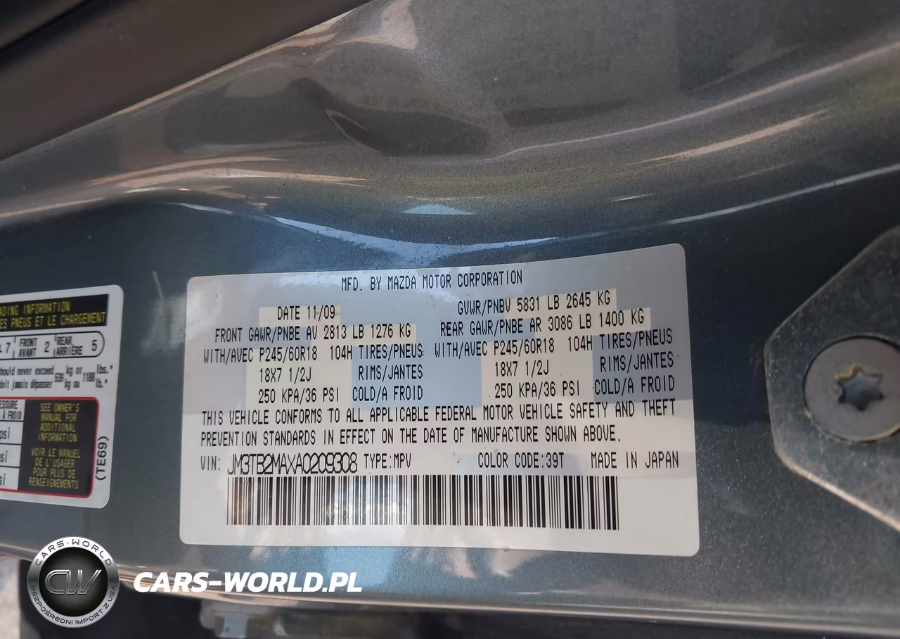 2010 Mazda Cx-9 Sport VIN:JM3TB2MAXA0209308 - 9