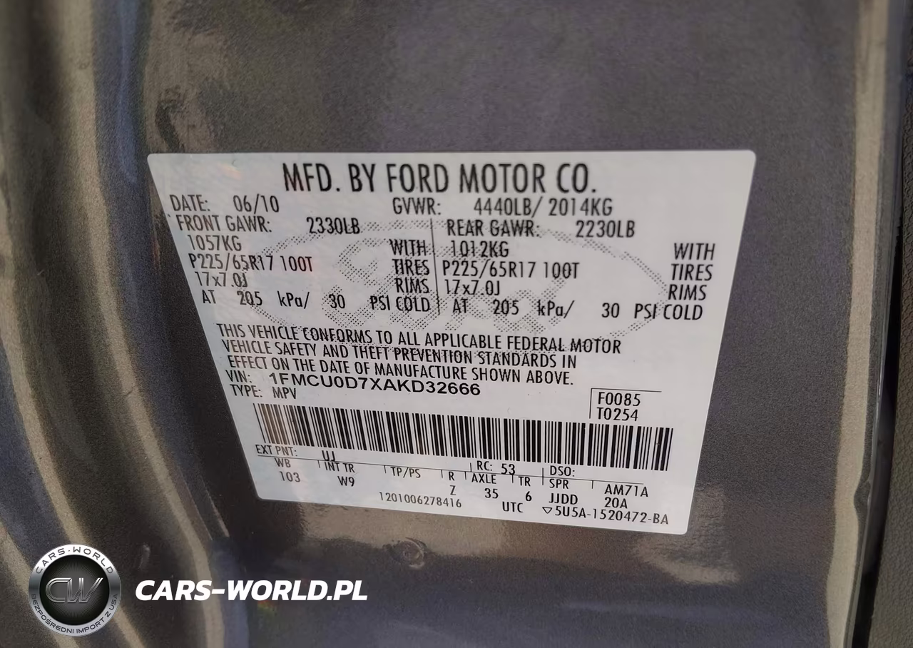 2010 Ford Escape Xlt VIN:1FMCU0D7XAKD32666 - 9
