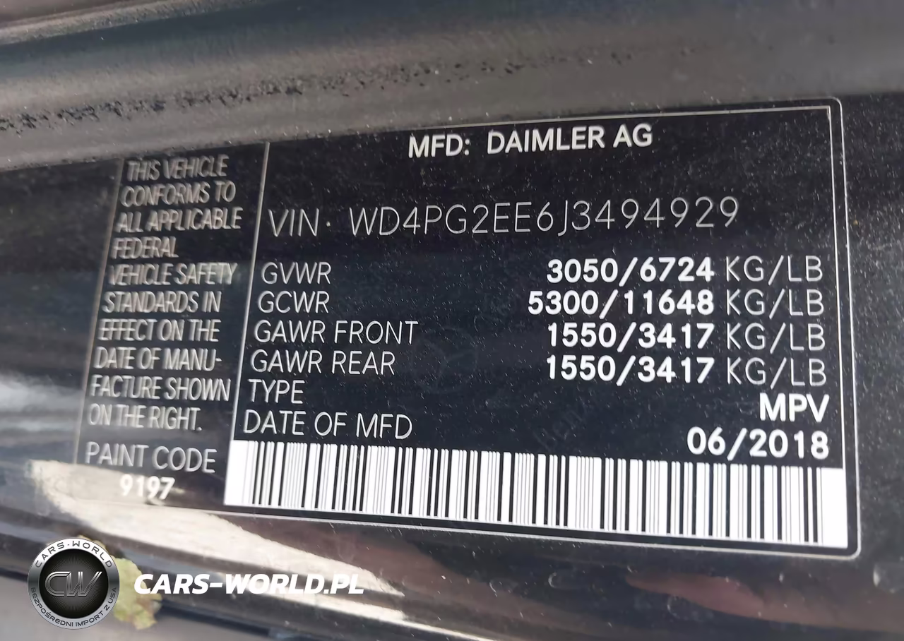 2018 Mercedes-Benz Metris VIN:WD4PG2EE6J3494929 - 9