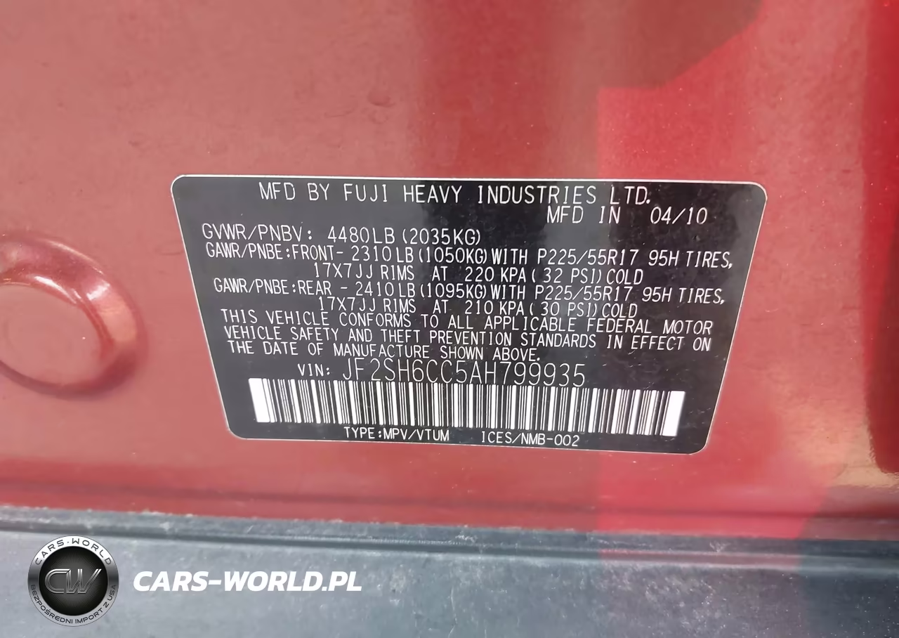 2010 Subaru Forester 2.5X Premium VIN:JF2SH6CC5AH799935 - 9