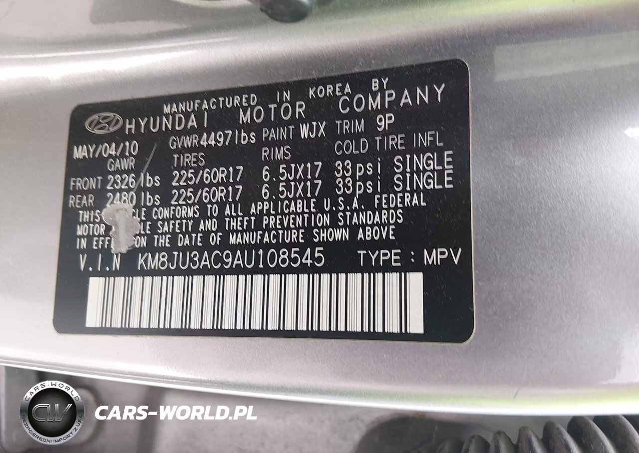 2010 Hyundai Tucson Gls VIN:KM8JU3AC9AU108545 - 9
