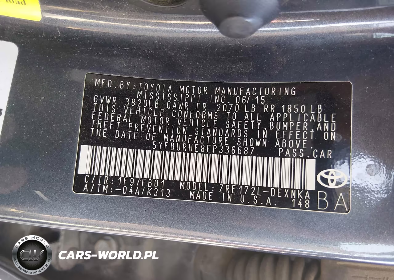 2015 Toyota Corolla Le VIN:5YFBURHE8FP336687 - 9