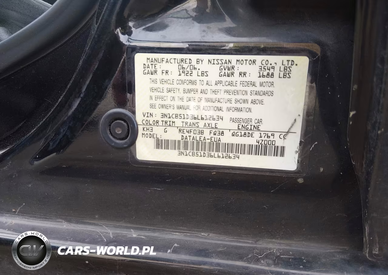 2006 Nissan Sentra 1.8S VIN:3N1CB51D36L612634 - 9