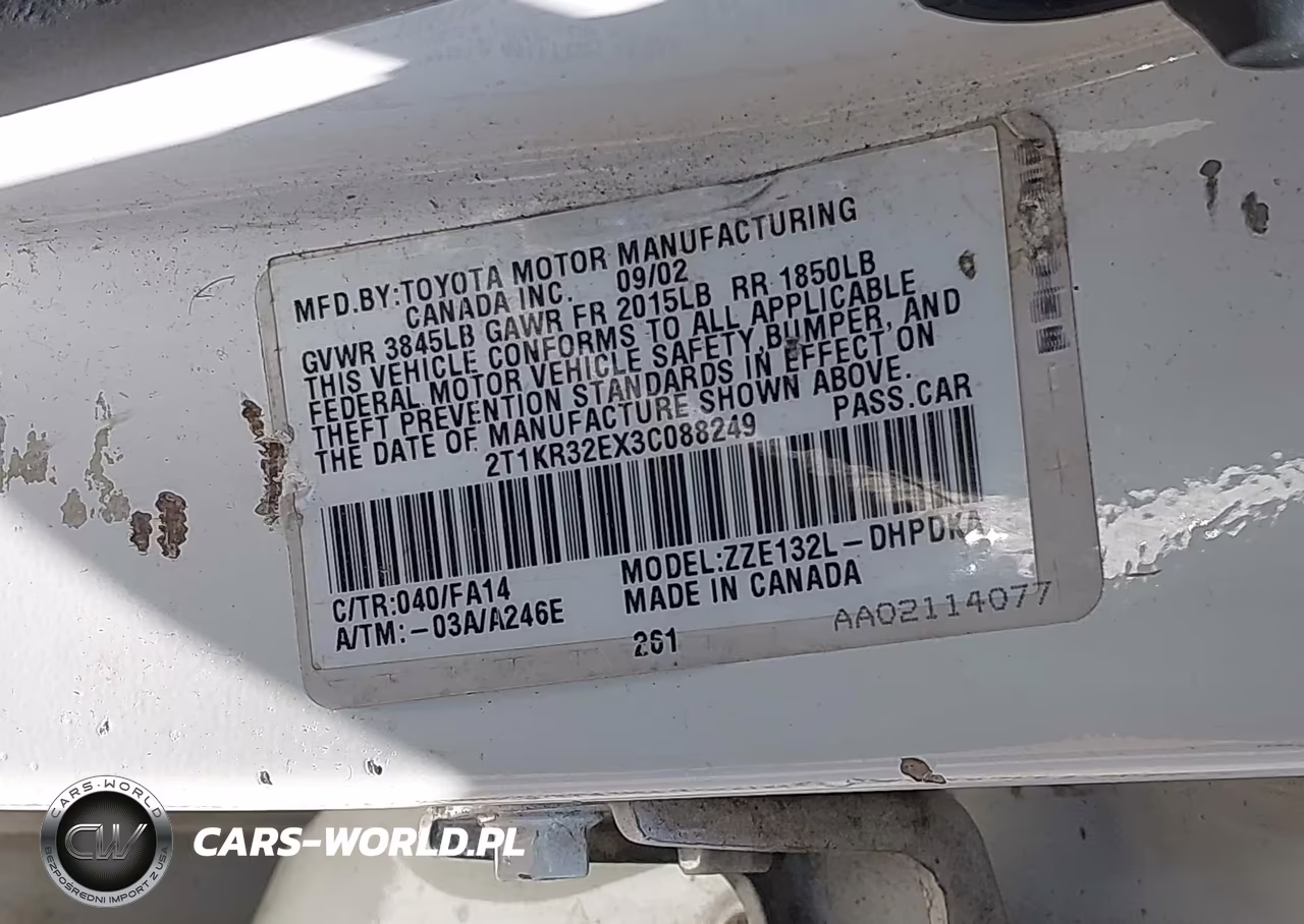2003 Toyota Matrix Standard VIN:2T1KR32EX3C088249 - 9
