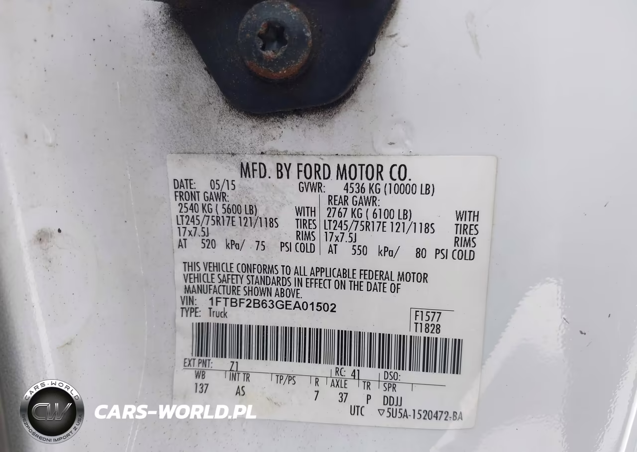 2016 Ford F-250 Xl VIN:1FTBF2B63GEA01502 - 9