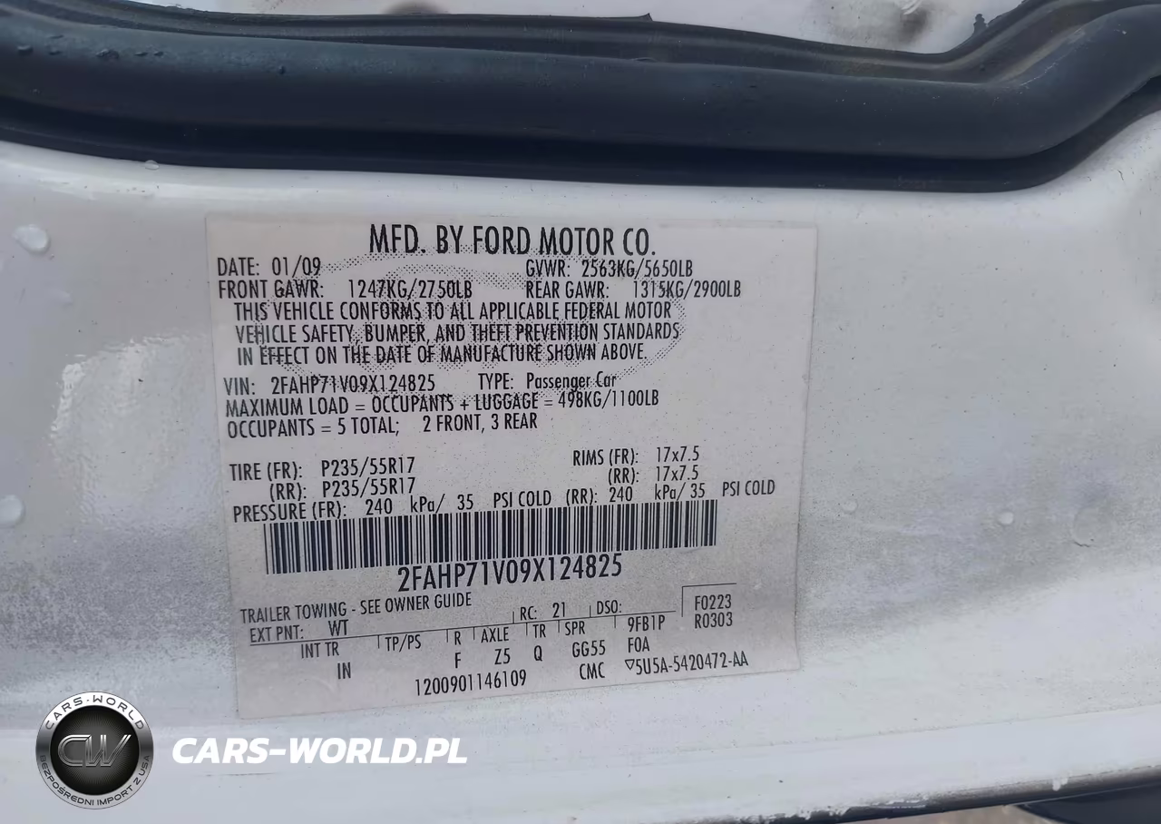 2009 Ford Crown Victoria VIN:2FAHP71V09X124825 - 9