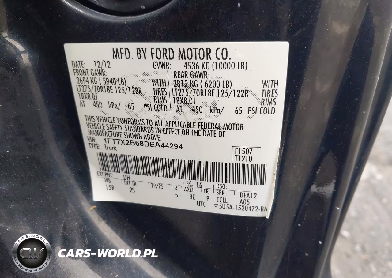 2013 Ford F-250 Xlt VIN:1FT7X2B68DEA44294 - 9
