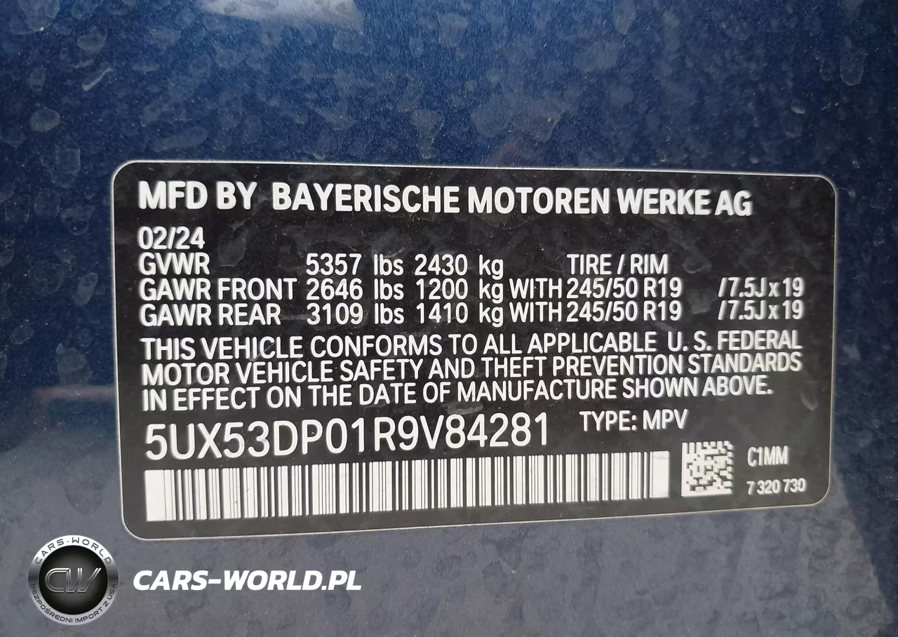 2024 BMW X3 xDrive30I VIN:5UX53DP01R9V84281 - 9
