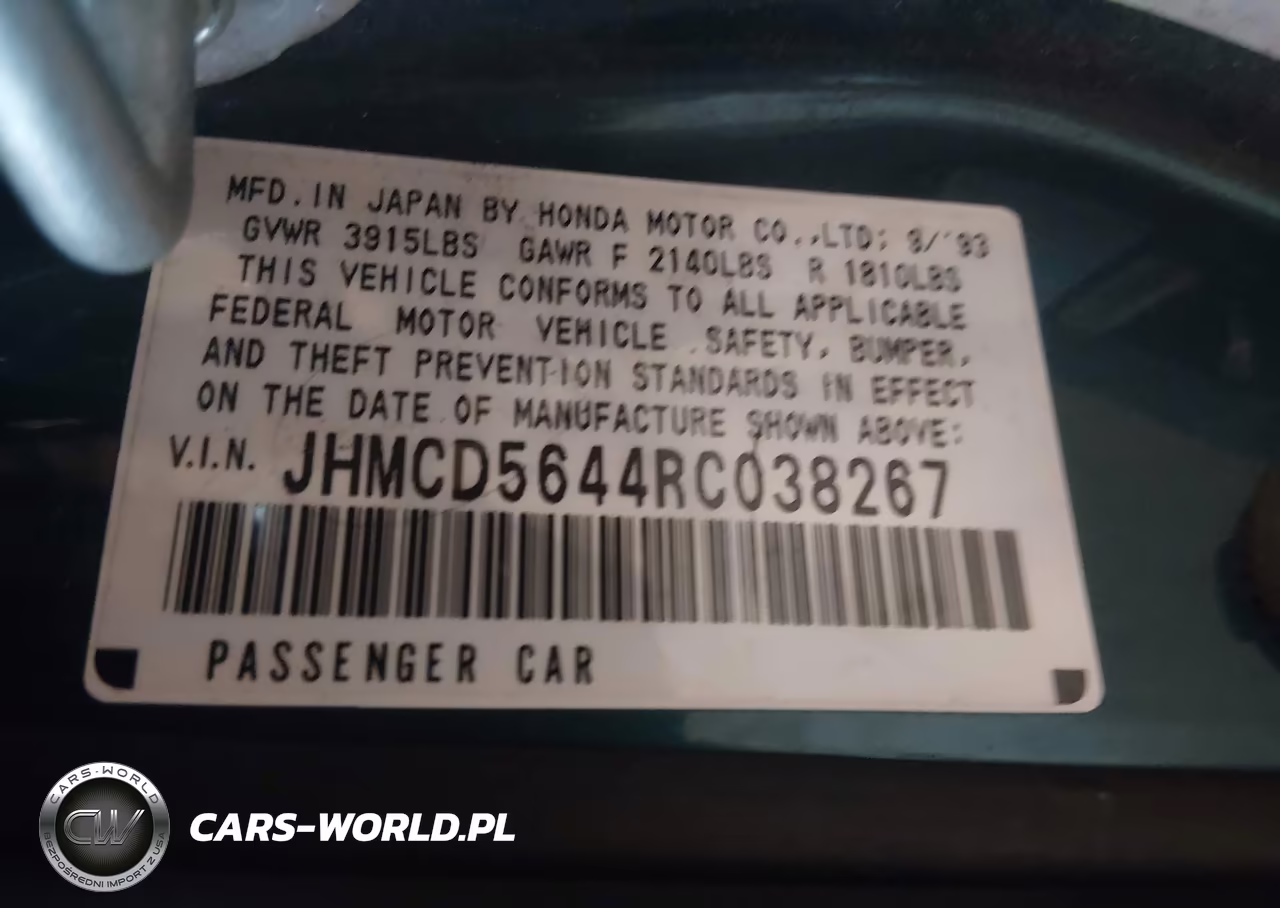 1994 Honda Accord Lx VIN:JHMCD5644RC038267 - 9