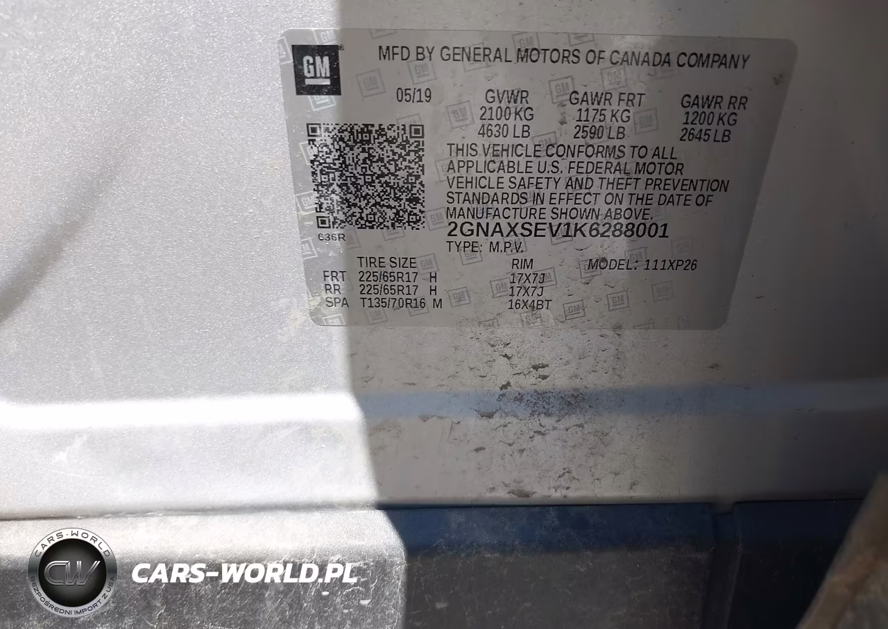 2019 Chevrolet Equinox Ls VIN:2GNAXSEV1K6288001 - 9