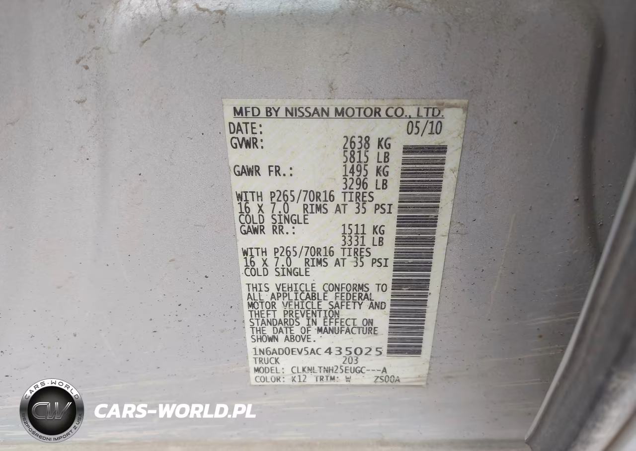 2010 Nissan Frontier Se VIN:1N6AD0EV5AC435025 - 9