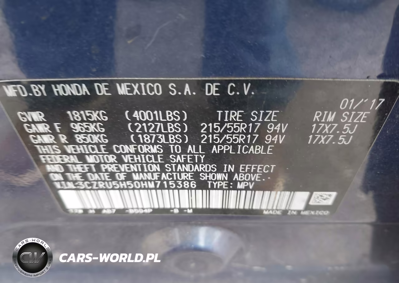 2017 Honda Hr-V Ex VIN:3CZRU5H50HM715386 - 9