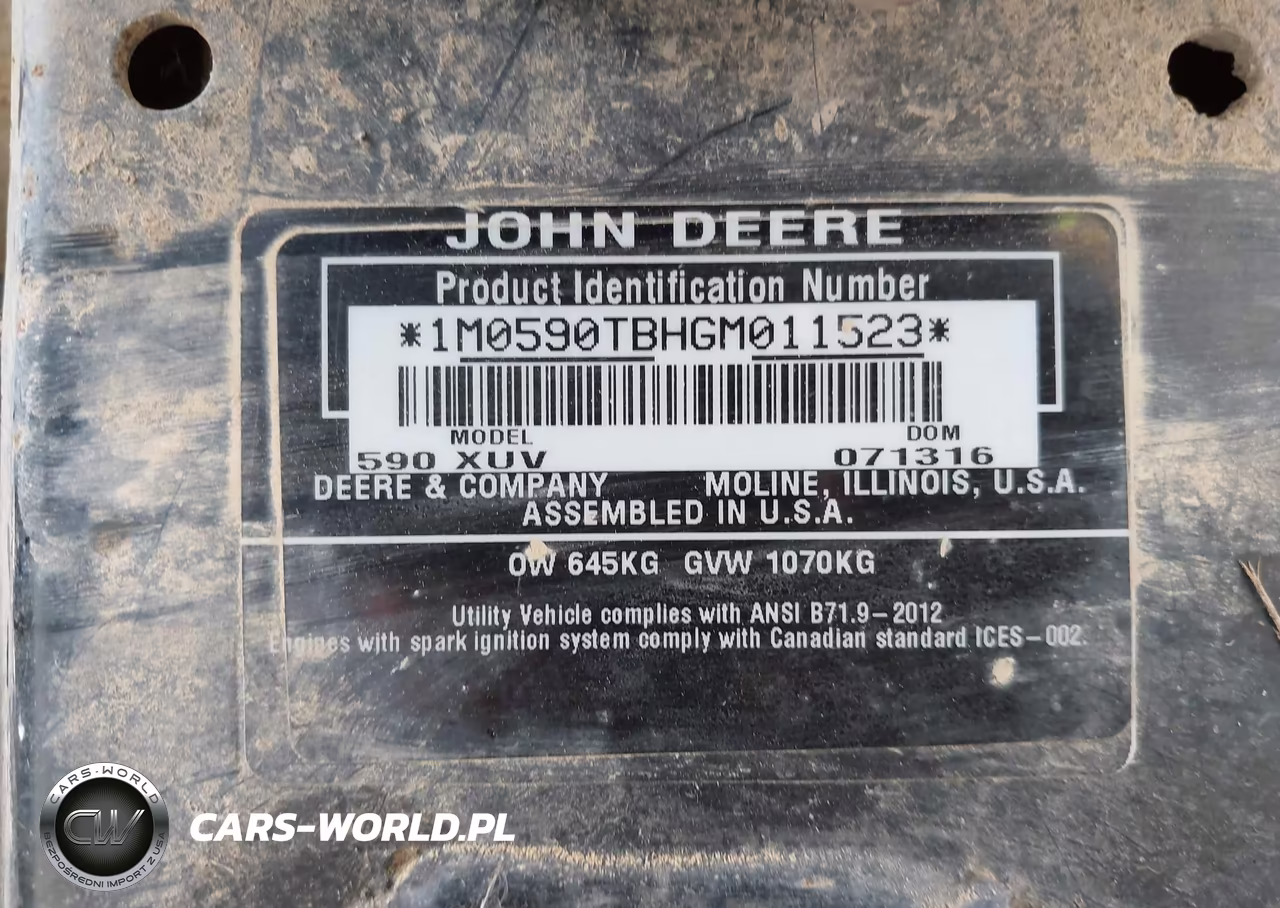2016 John Deere Gator Xuv590 VIN:1M0590TBHGM011523 - 9
