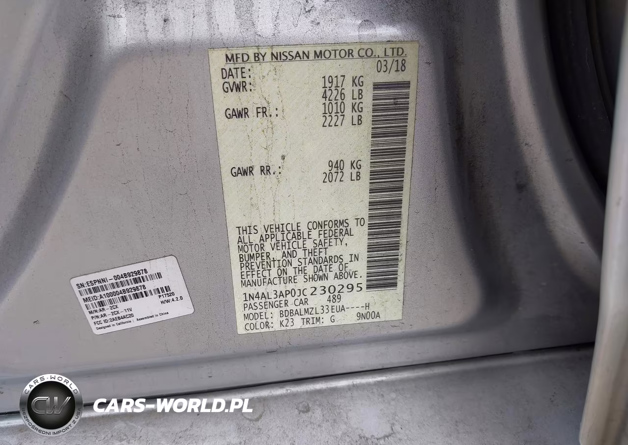 2018 Nissan Altima 2.5 Sv VIN:1N4AL3AP0JC230295 - 9