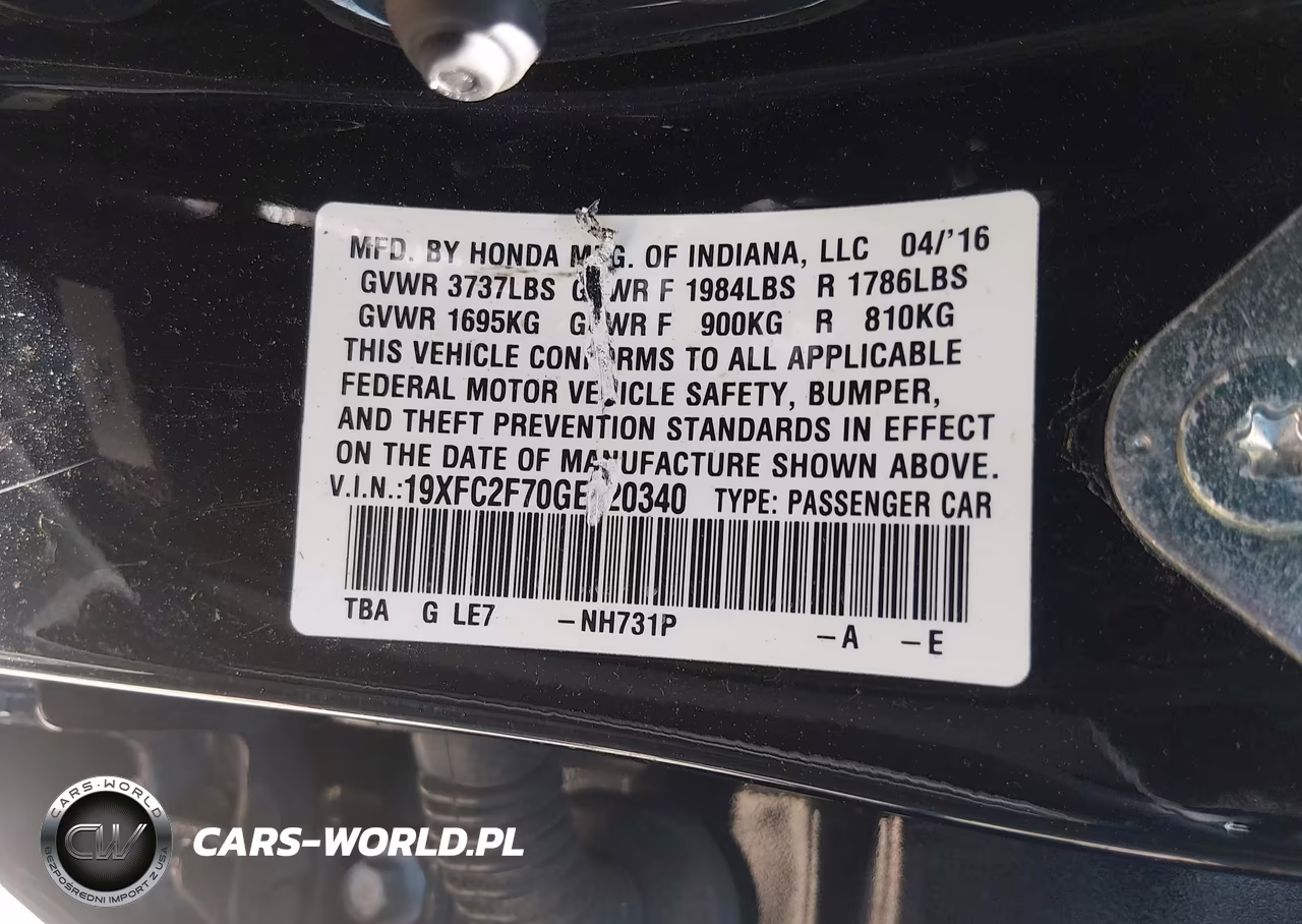 2016 Honda Civic Ex VIN:19XFC2F70GE220340 - 9
