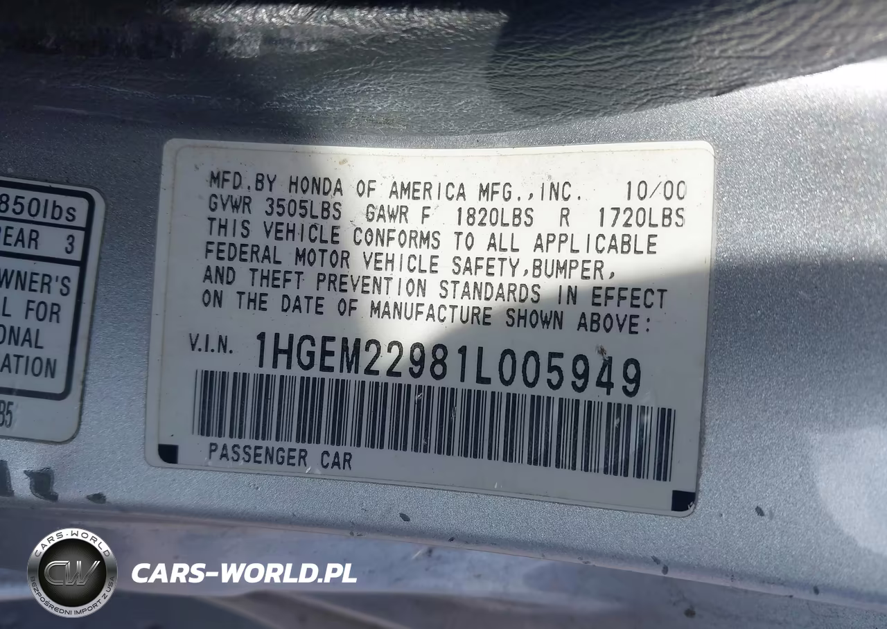 2001 Honda Civic Ex VIN:1HGEM22981L005949 - 9