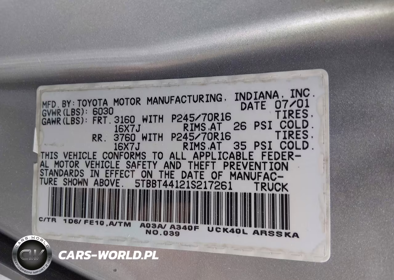 2001 Toyota Tundra Sr5 V8 VIN:5TBBT44121S217261 - 9