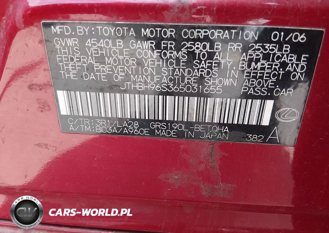 2006 Lexus Gs 300 VIN:JTHBH96S365031655 - 9