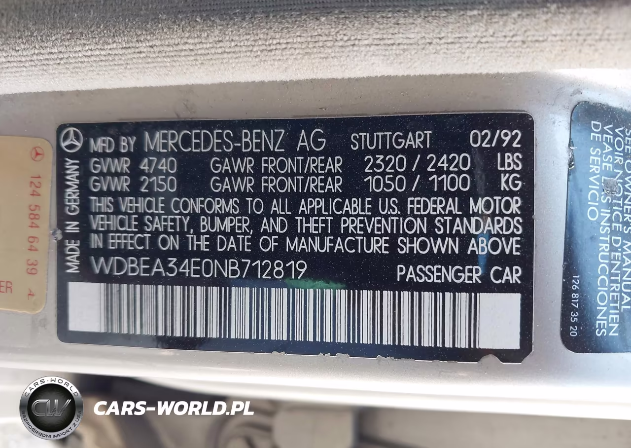 1992 Mercedes-Benz 400 E VIN:WDBEA34E0NB712819 - 9
