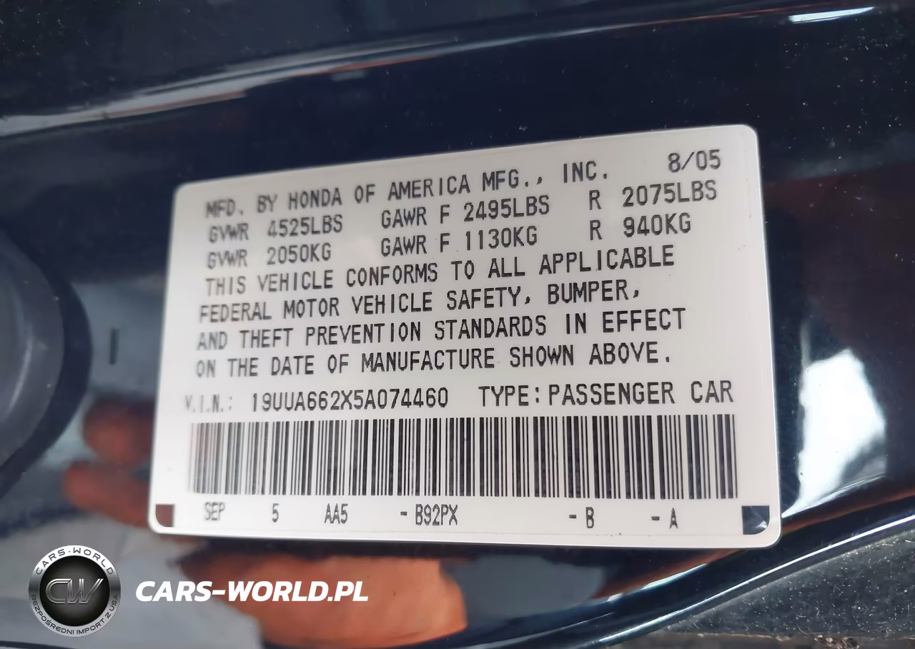 2005 Acura Tl VIN:19UUA662X5A074460 - 9