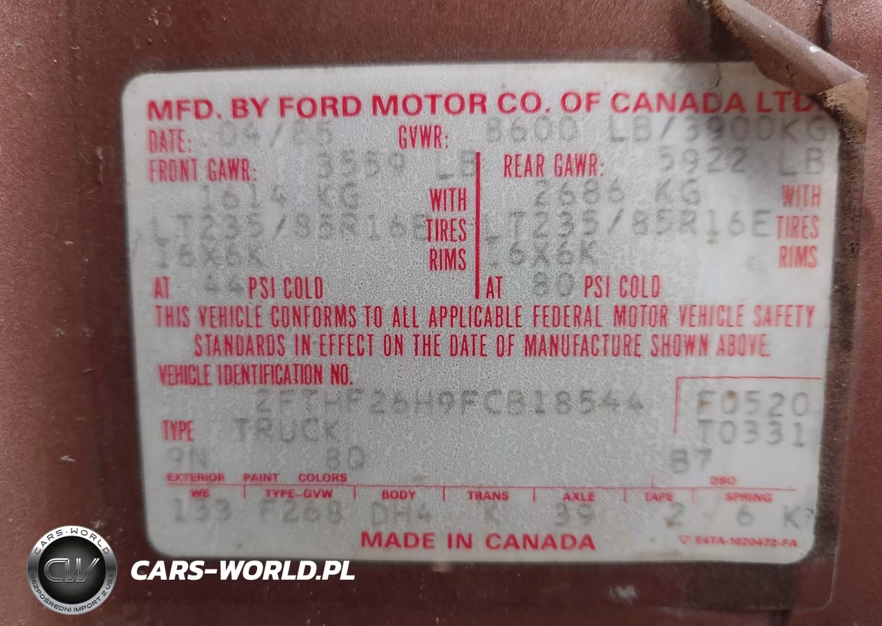 1985 Ford F250 VIN:2FTHF26H9FCB18544 - 9