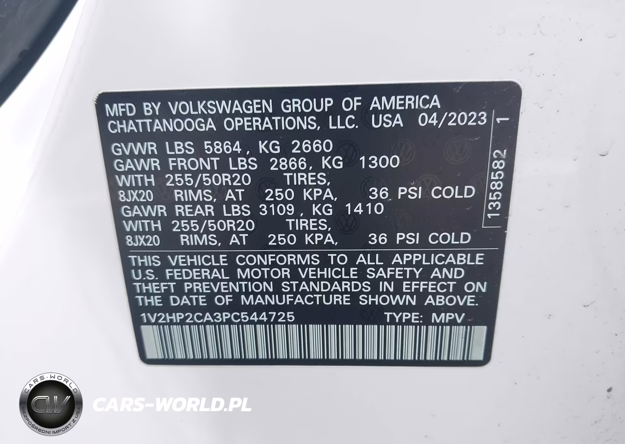 2023 Volkswagen Atlas 2.0T Se W-Technology VIN:1V2HP2CA3PC544725 - 9