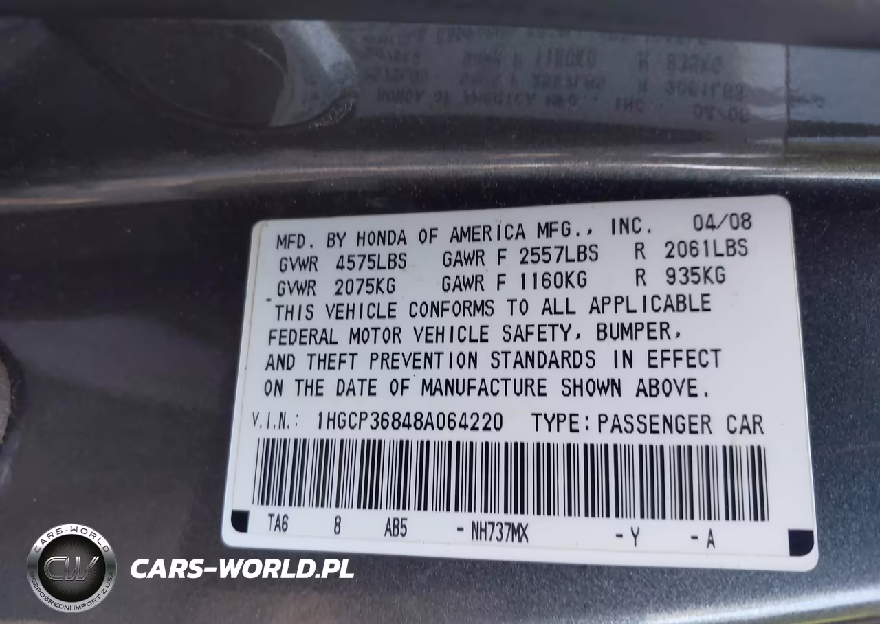 2008 Honda Accord 3.5 Ex-L VIN:1HGCP36848A064220 - 9