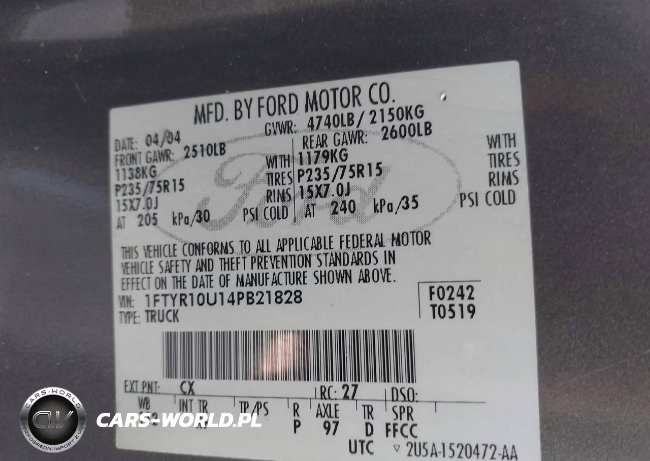 2004 Ford Ranger Edge-Xl-Xlt VIN:1FTYR10U14PB21828 - 9
