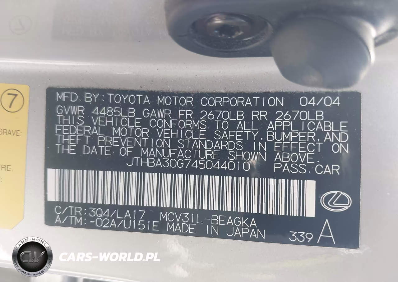 2004 Lexus Es 330 VIN:JTHBA30G745044010 - 9