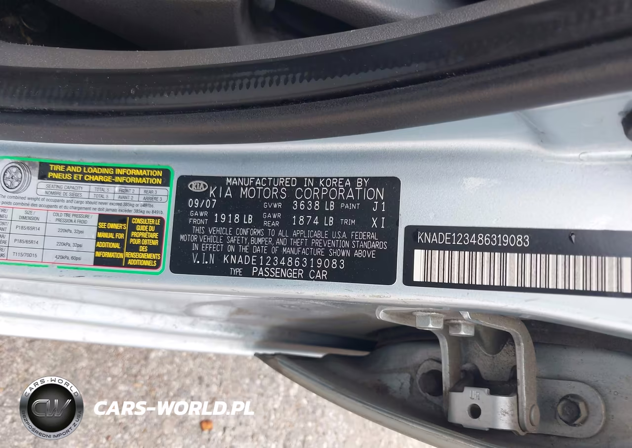 2008 Kia Rio Lx VIN:KNADE123486319083 - 9