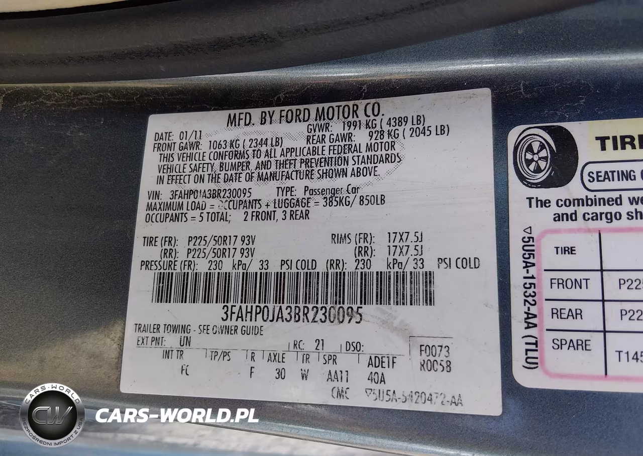 2011 Ford Fusion Sel VIN:3FAHP0JA3BR230095 - 9