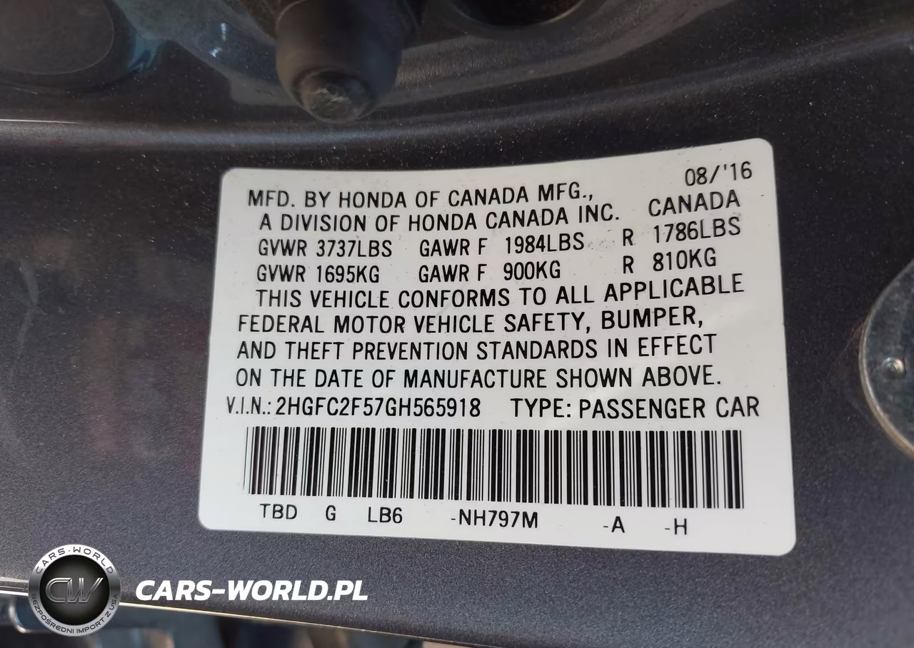 2016 Honda Civic Lx VIN:2HGFC2F57GH565918 - 9