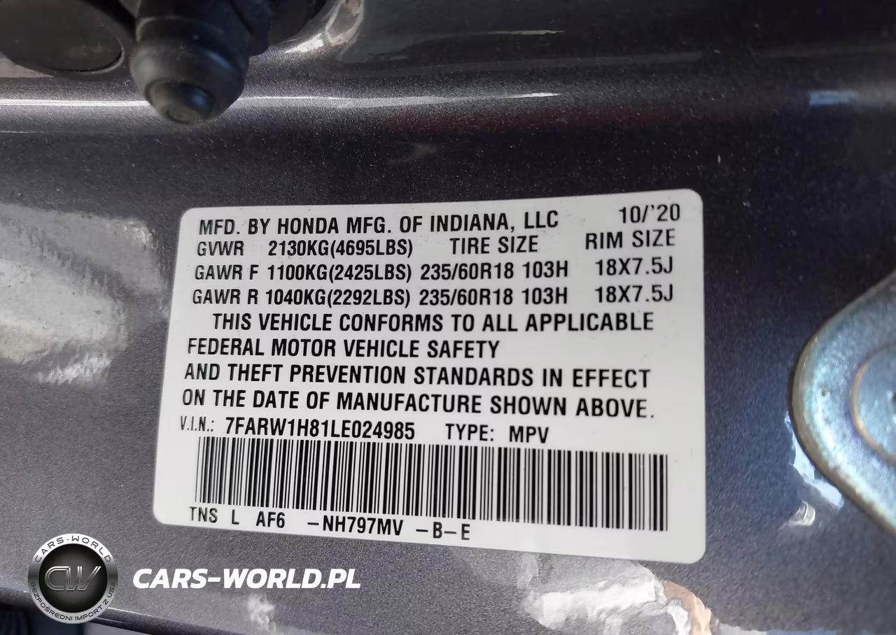 2020 Honda Cr-V 2Wd Ex-L VIN:7FARW1H81LE024985 - 9